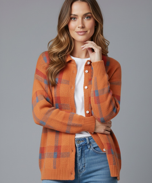 Pauline | Cardigan Doux à Carreaux